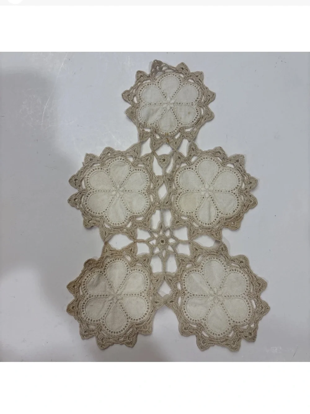 Set Of 2 Vintage Ivory Doilies Dresser Cloths Or Table runners
